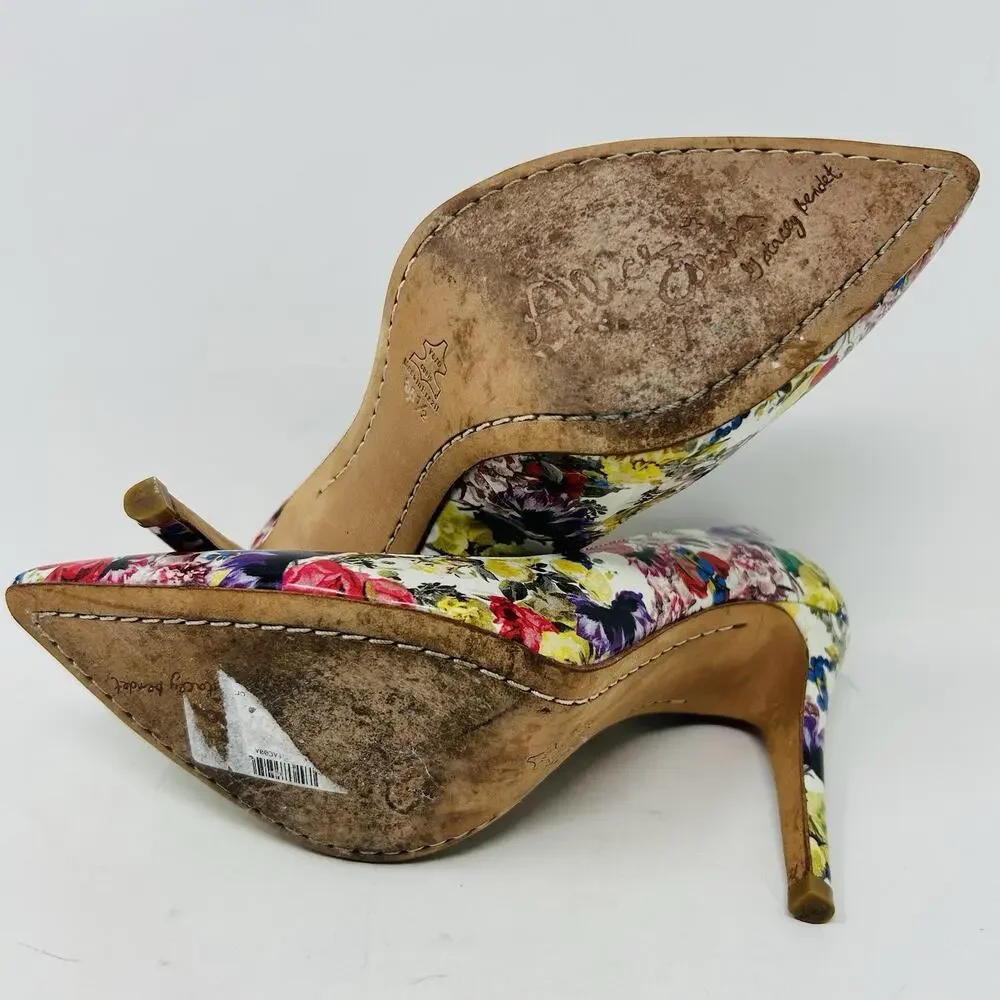 Alice + Olivia Floral Pumps‎ Patent Leather Pointy Toe Stiletto Heels 38.5